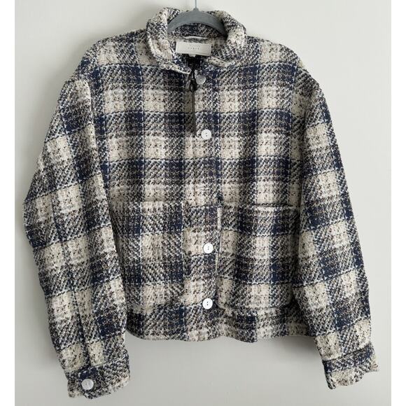 Blank NYC Jackets & Blazers - Blank NYC Once In A Lifetime Cropped Tweed Shacket Jacket Large Plaid Blue NWT